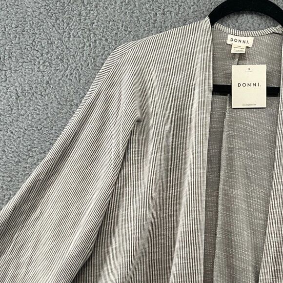 NWT DONNI Sandwash Stripe Ribbed Long Open Front Cardigan Sweater Women’s OS - Picture 4 of 12